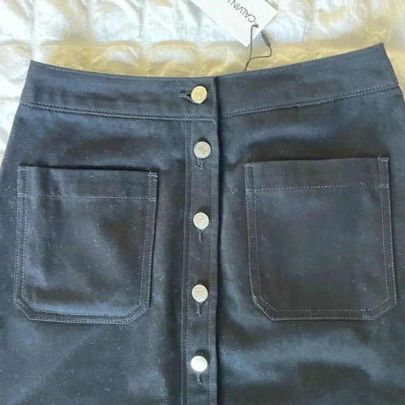 Calvin Klein CK black button down mini skirt - Picture 3 of 7